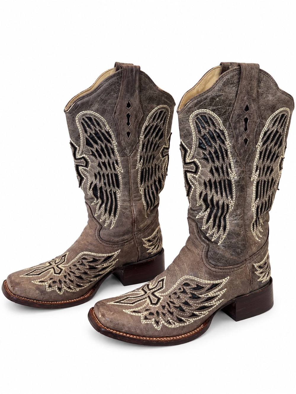 Corral Vintage Winged Cross Leather Cowboy Boots Brown 8.5 M